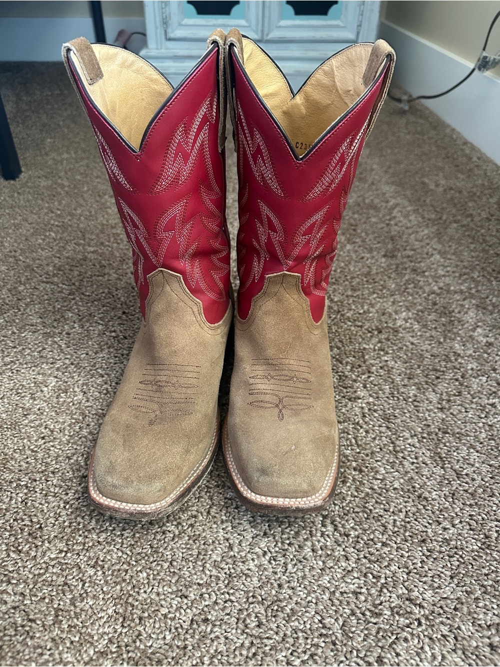 Roper Kids Two-Tone Red and Tan Western Boots